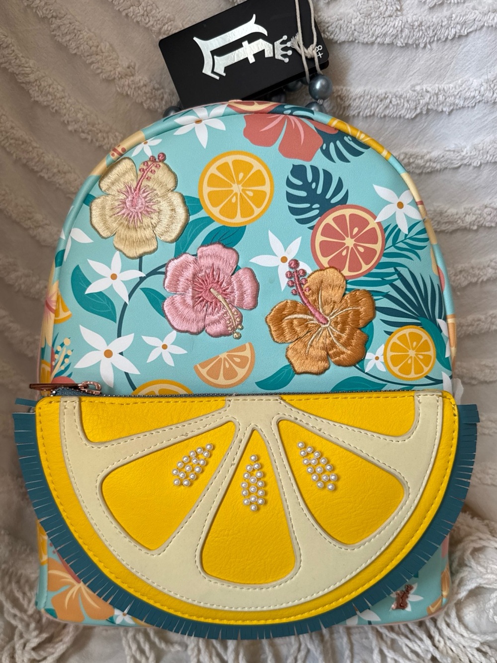 NWT Loungefly Tropical Lemon Floral Mini Backpack